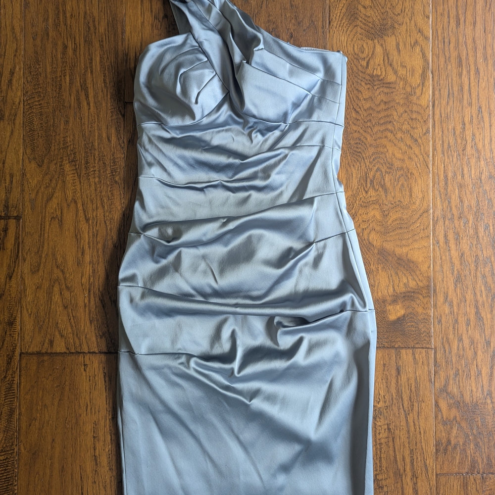 Cache One-Shoulder Silver Dress